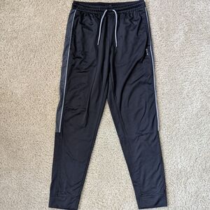 Men's Black Athletic Pants with Gray Accents